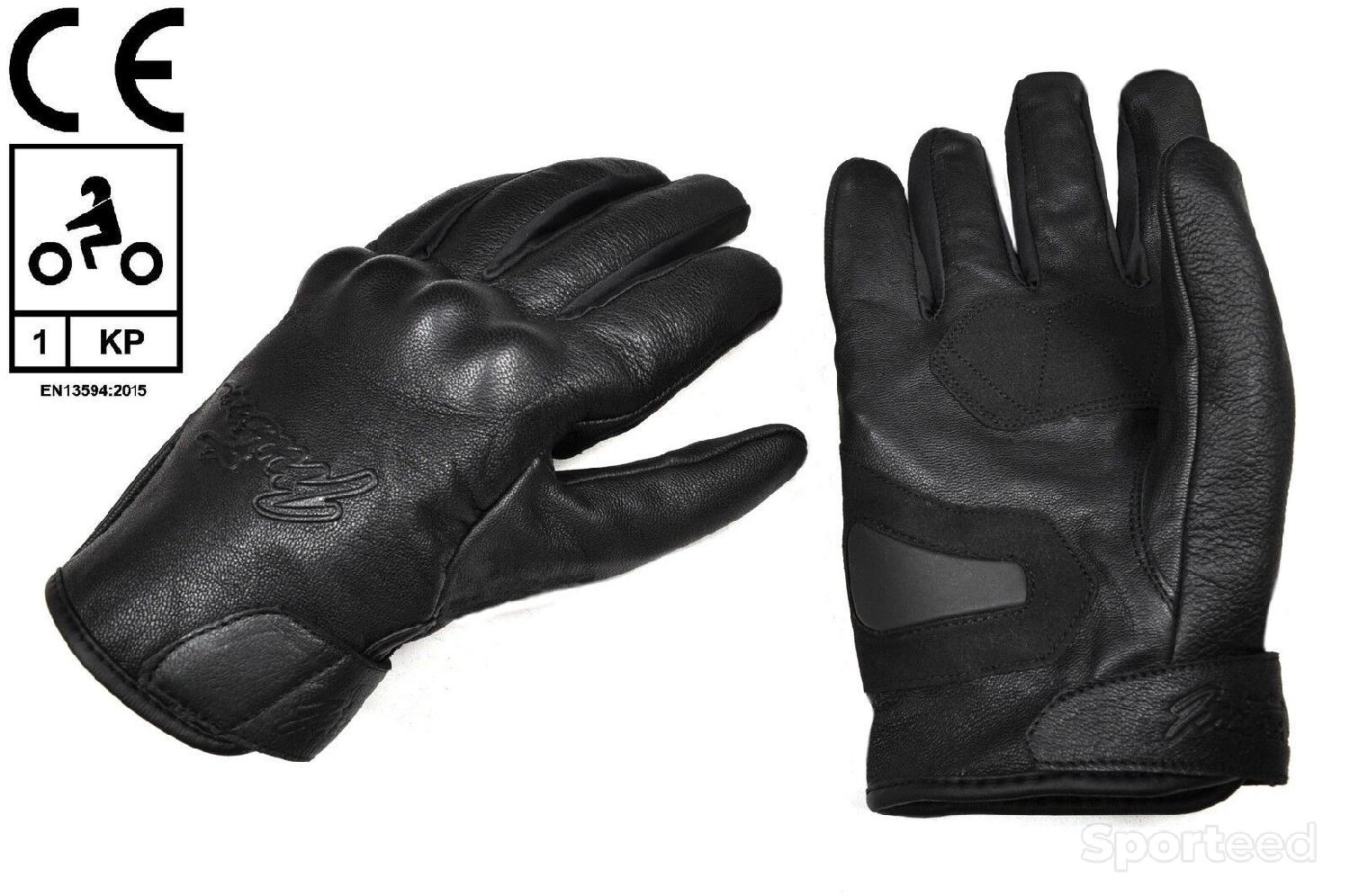 MITSOU : Paire de gants moto en Cuir véritable souple avec coque de  protection (homologué CE)