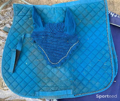 Equitation - Ensemble tapis bonnet bleus taille cheval - photo 3