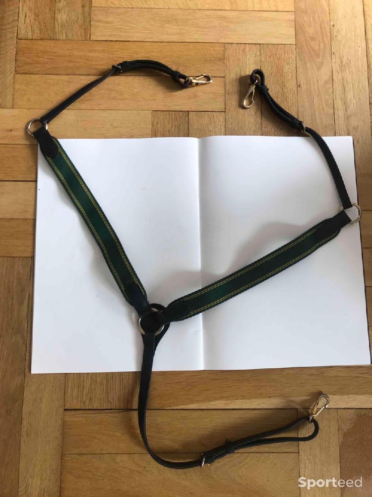 Equitation - Collier de chasse - cuir et tissu élastique  - photo 1