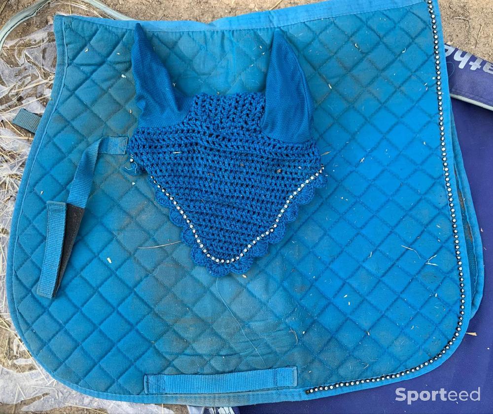 Equitation - Ensemble tapis bonnet bleus taille cheval - photo 1