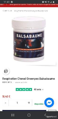 Baume respiratoire cheval 