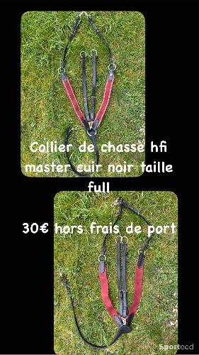 Equitation - Collier de chasse hfi master cuir noir élastiques rouge full - photo 4