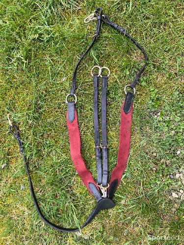 Equitation - Collier de chasse hfi master cuir noir élastiques rouge full - photo 4