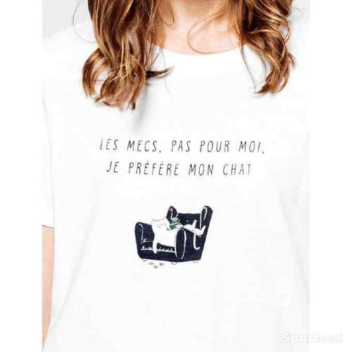 Sportswear - T-shirt Citation Chat Femme Blanc - photo 3