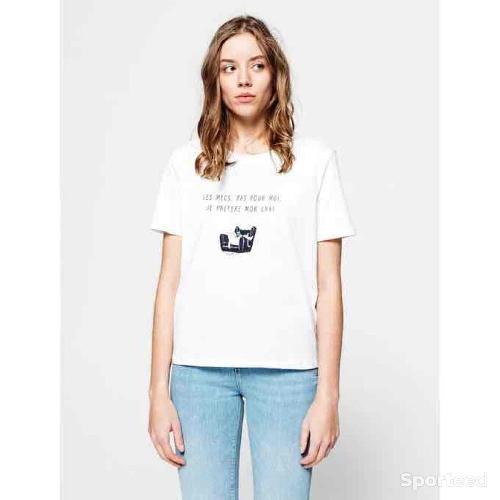 Sportswear - T-shirt Citation Chat Femme Blanc - photo 3