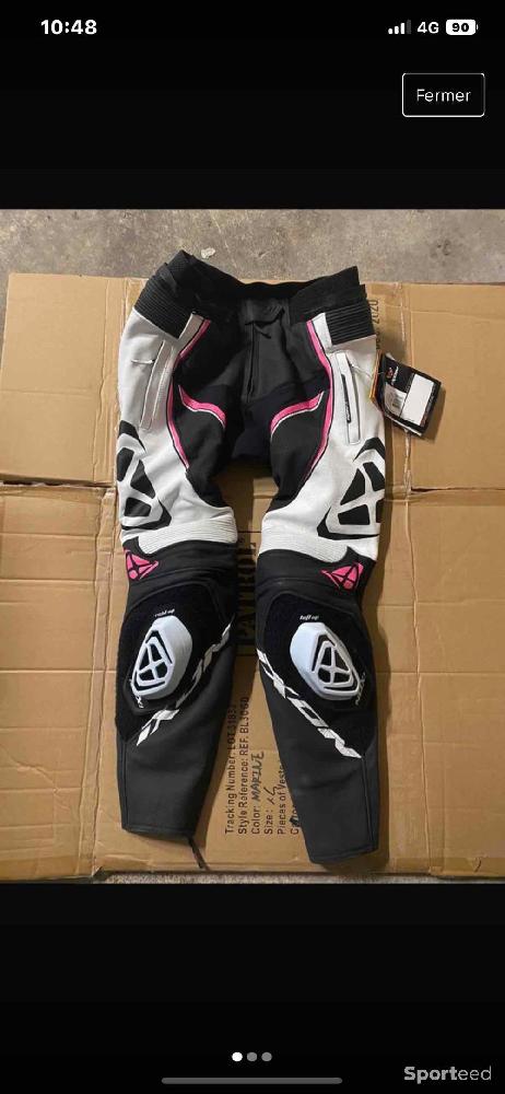 Moto route - Pantalon moto Ixon Vortex Lady Pant Noir Blanc Fuchsia neuf encore avec étiquette  Payé 360€ sur iCasque  - photo 1