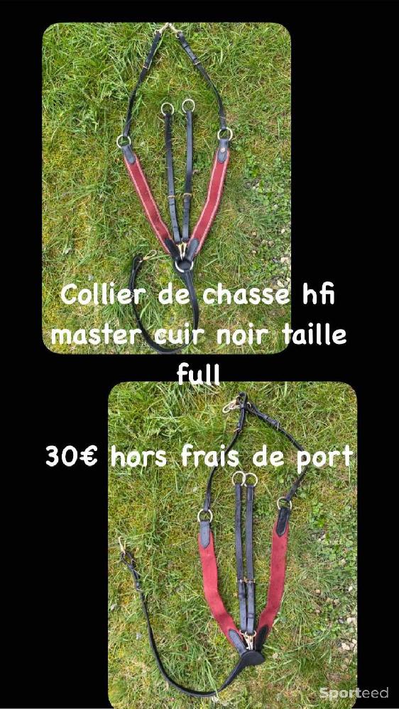 Equitation - Collier de chasse hfi master cuir noir élastiques rouge full - photo 1