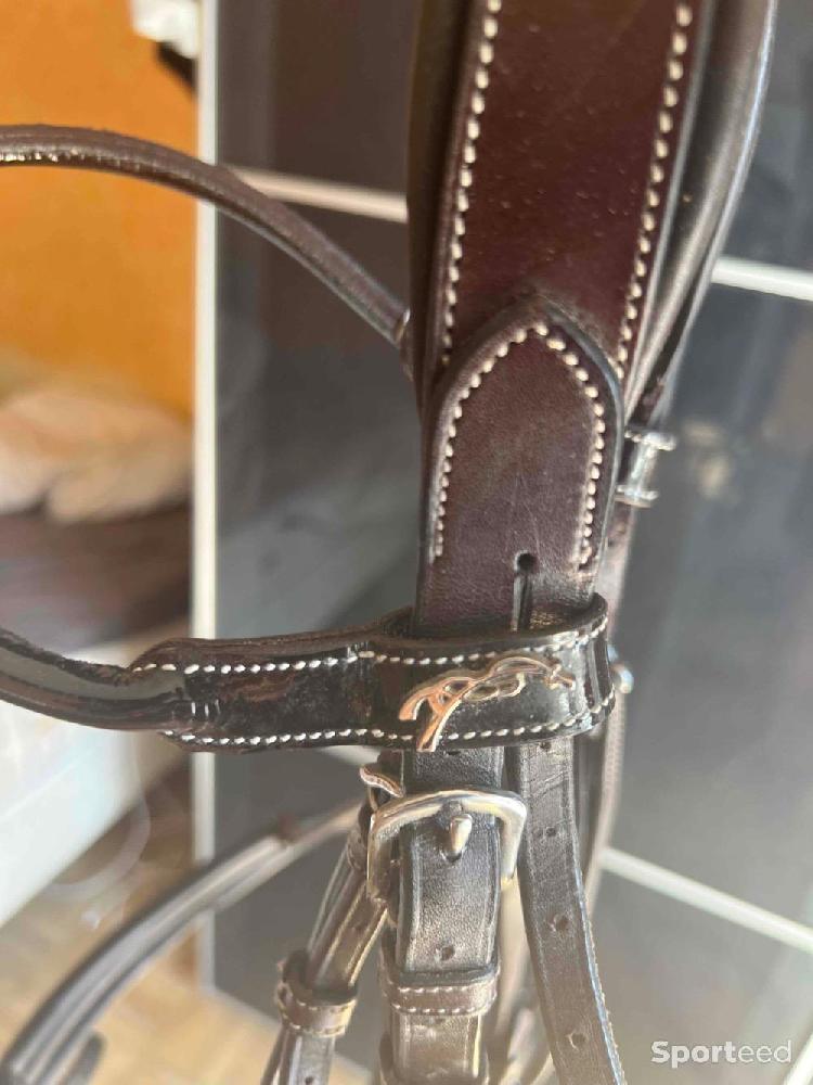 Equitation - filet cheval PENELOPE CUIR marron avec mors  a double brisure - photo 4