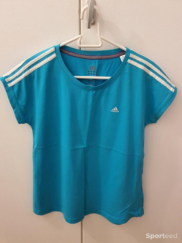 Skateboard / Longboard - T-shirt sport adidas bleu turquoise et blanc taille M - photo 1