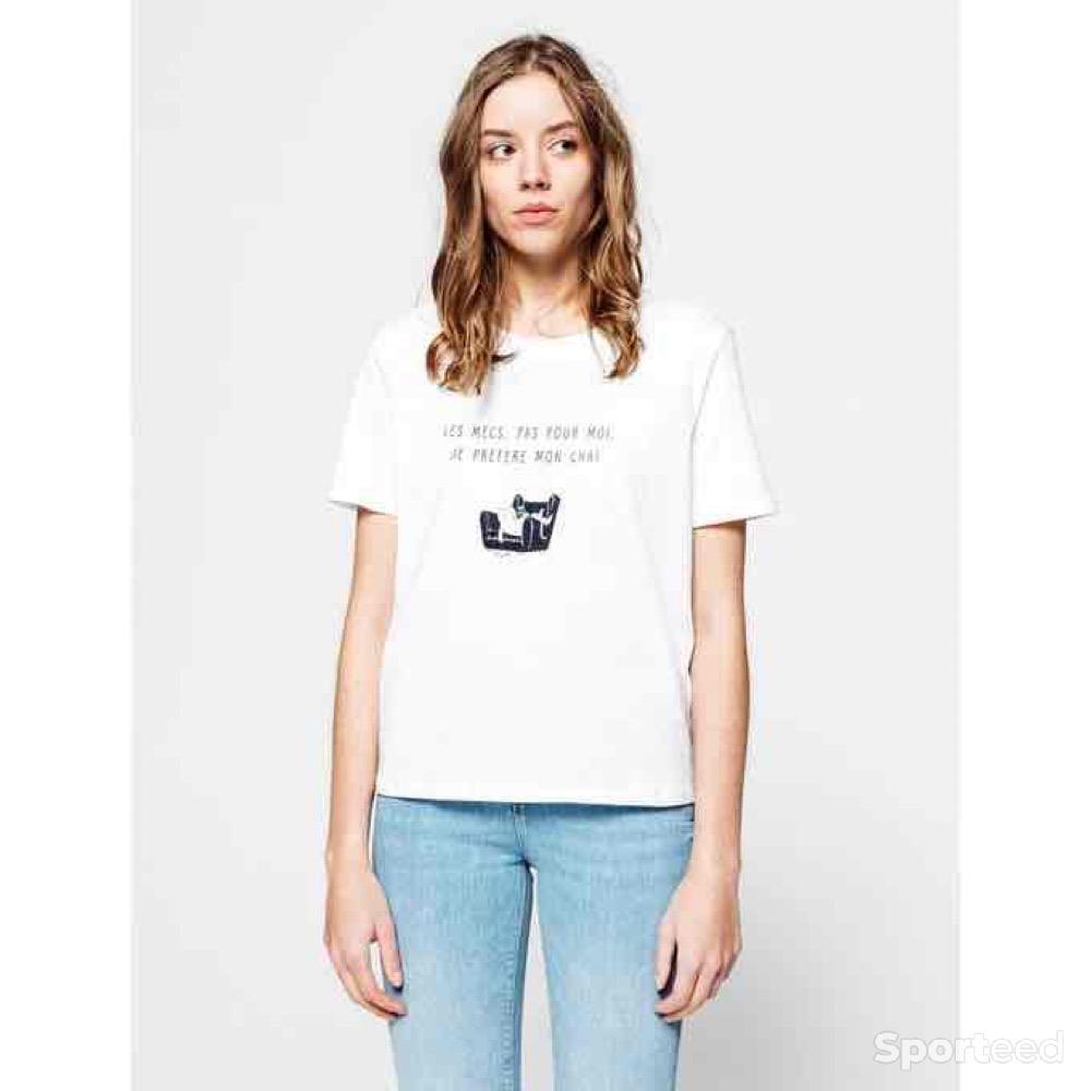 Sportswear - T-shirt Citation Chat Femme Blanc - photo 2