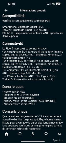 Tacx flow smart + pneu ht + support tablette, vente occasion