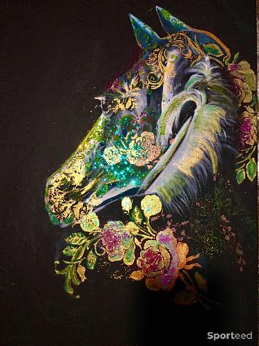 Tableau cheval poney cavalier 