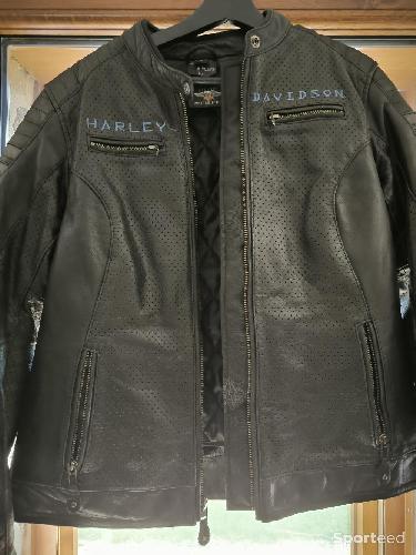 Moto route - Blouson moto  cuir Harley Davidson vintage femme - photo 4