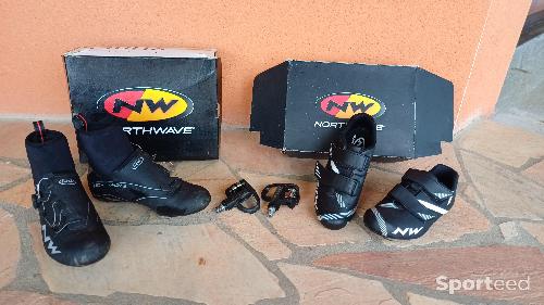 2 paires chaussures velo northwave t41 + systeme de fixation adapte
