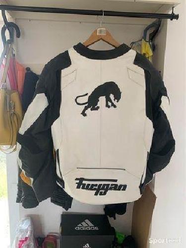 Moto route - Blouson cuir blanc et noir Furygan - photo 6