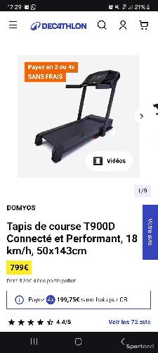 Fitness / Cardio training - Tapis de course Domyos T900D Decathlon avec protection du sol - photo 6