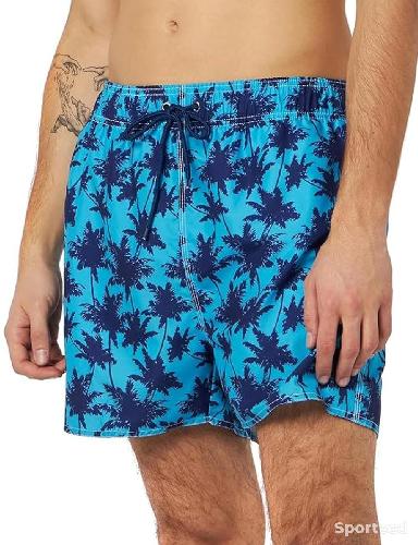 BOARDSHORT HOMME BLEU CIEL IMPRIMÉ PALMIERS MARINE - TAILLES S-XXL