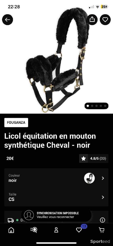 Equitation - Licol équitation en mouton synthétique Cheval - photo 4