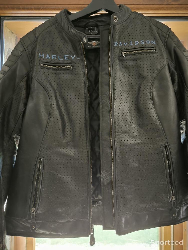 Moto route - Blouson moto  cuir Harley Davidson vintage femme - photo 1