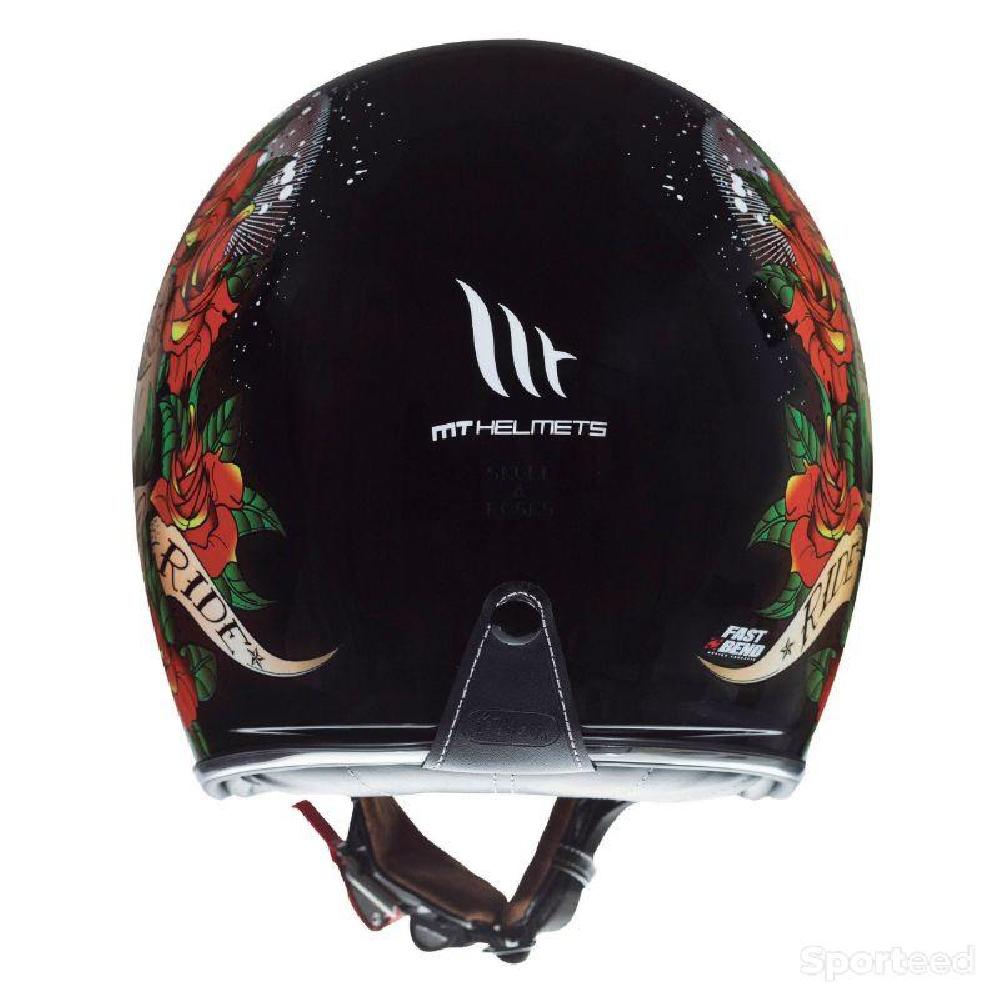 Moto route - Casque jet mt le mans 2 sv skull & roses a1 noir brillant l - photo 1