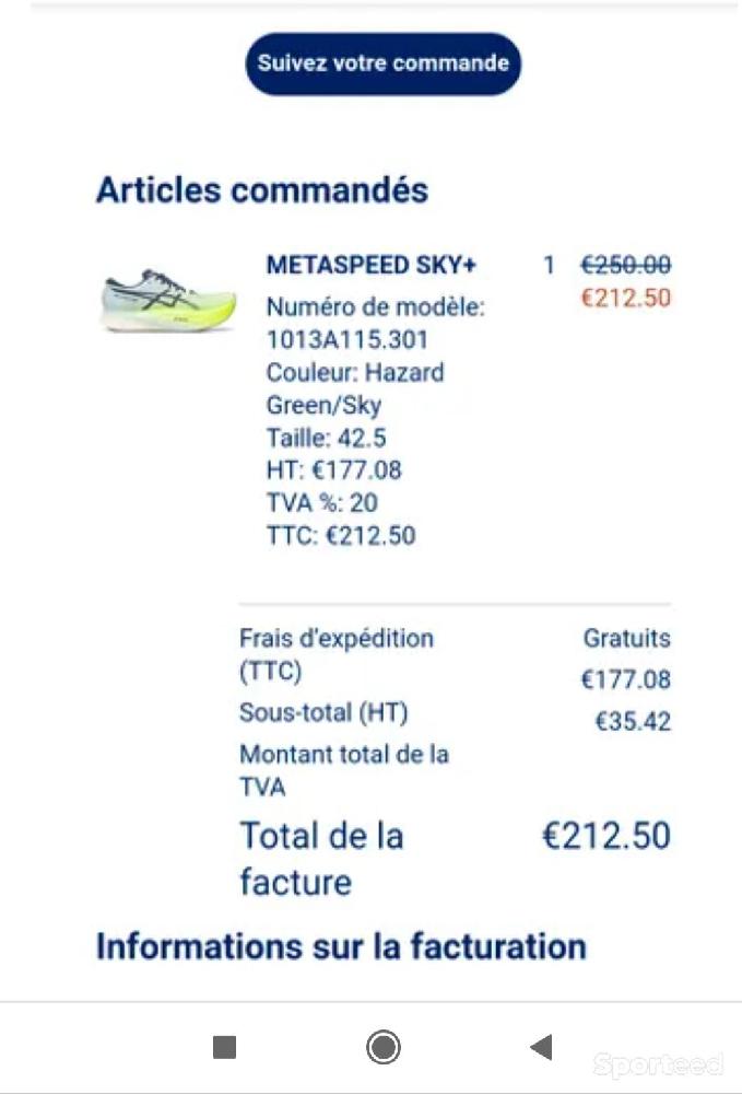 Course à pied route - Chaussures Asics metaspeed sky + - photo 1