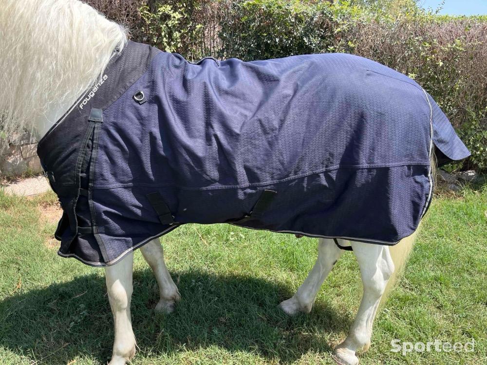 Equitation - Couverture imperméable équitation cheval et poney ALLWEATHER 300 1000D bleu - photo 1