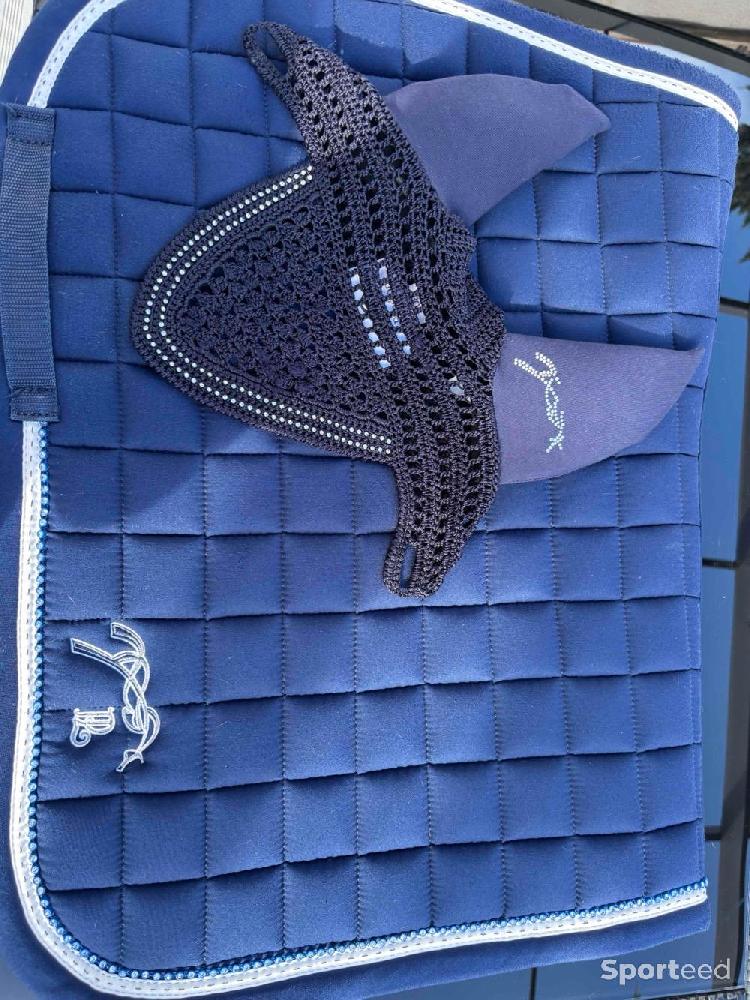 Equitation - Tapis penelope et bonnet anti mouche penelope assorti bleu marine taille cob - photo 1