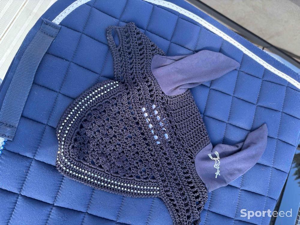 Equitation - Tapis penelope et bonnet anti mouche penelope assorti bleu marine taille cob - photo 2