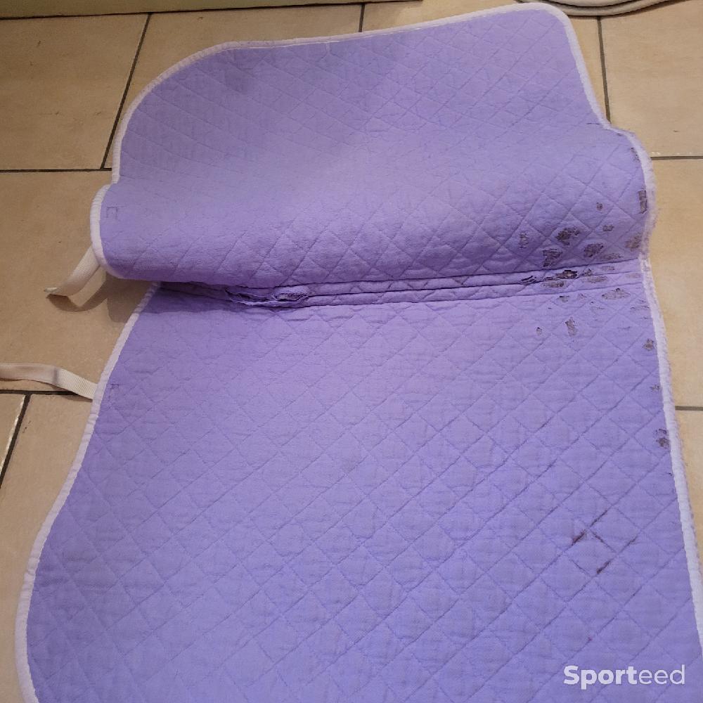 Equitation - Tapis mauve très très clair taille cheval un peu abime à l'intérieur  - photo 2