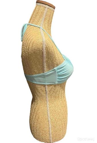 Natation - Haut de maillot de bain bleu ciel torsadé Ardène Swim - photo 4