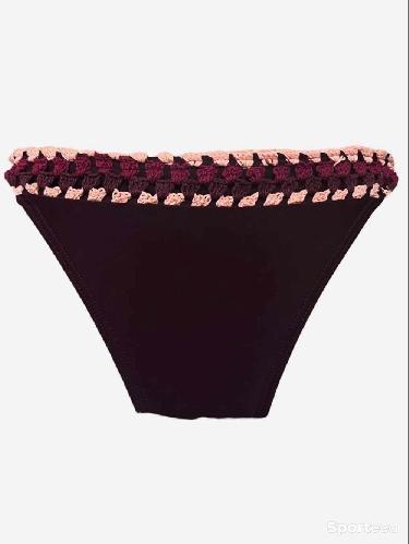 Natation - Bas maillot bain bordeaux bordure texturée rosée bordeaux Ardène swim - photo 3
