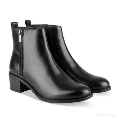 Sportswear - Bottines Atelier Mégis Noir Cuir Véritable double Fermeture éclair Femme - photo 5