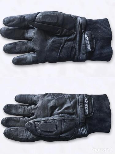 Moto route - Lot gants de moto cuir + sous gants thermique noir / Alpinestars & Nox - photo 6