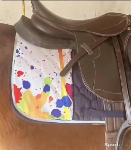 Equitation - Tapis de selle mixte bleu marine motif graphique - photo 4