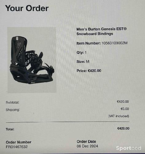 Snowboard - Fixations Snowboard Burton Genesis EST M - photo 5