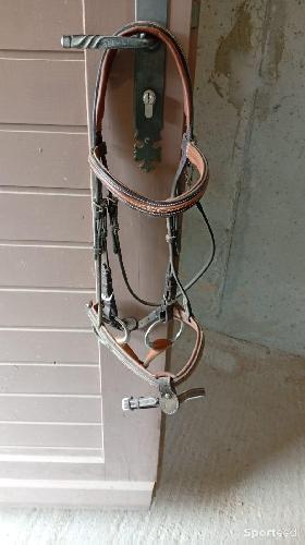 Equitation - Filet cheval équitation marron plus noseband intégré et mors cheval intégré  - photo 4