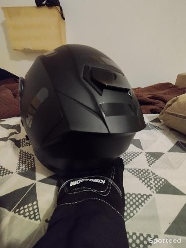 Moto route - Casque moto modulable Black homologué et gants noire - photo 6