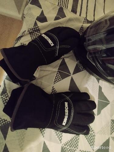 Moto route - Casque moto modulable Black homologué et gants noire - photo 6