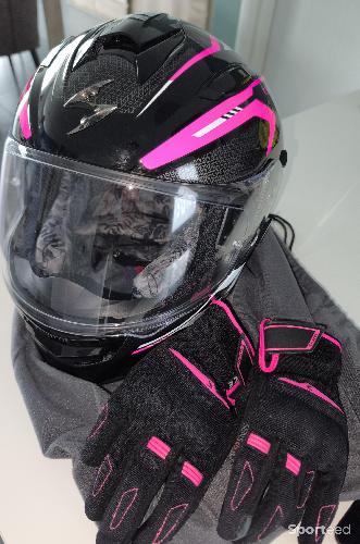 Moto route - Casque moto rose scorpion EXO-491 KRIPTA taille S   - photo 4