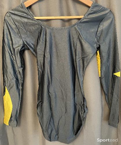 Gymnastique - Justaucorps Domyos lycra gris et jaune Taille M - photo 5