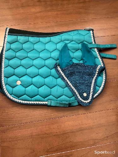 Equitation - Tapis + bonnet bleu turquoise taille COB - photo 6