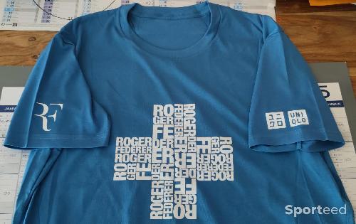 Tee-Shirt Federer : bleu pétrole croix Suisse