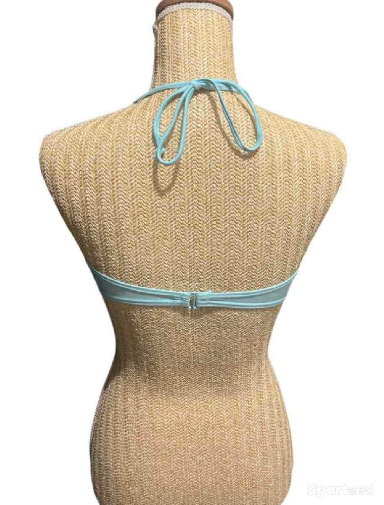 Natation - Haut de maillot de bain bleu ciel torsadé Ardène Swim - photo 3