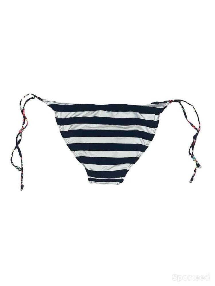 Natation - Bas maillot de bain rayé bleu marine et blanc Ardène Swim - photo 2