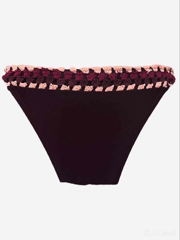 Natation - Bas maillot bain bordeaux bordure texturée rosée bordeaux Ardène swim - photo 1