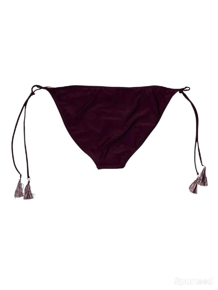 Natation - Bas maillot bain bordeaux bordure texturée rosée bordeaux Ardène swim - photo 2