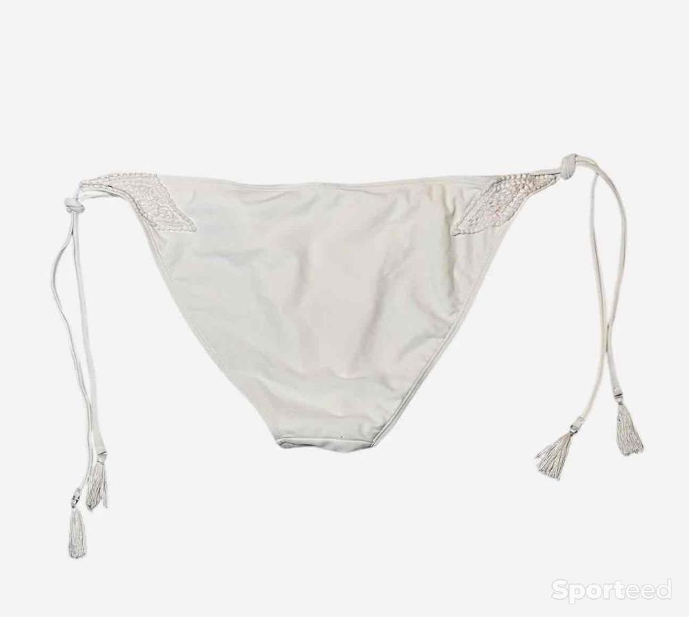 Natation - Bas maillot bain blanc détails sur les côtés et liens ajustables Ardène Swim - photo 2