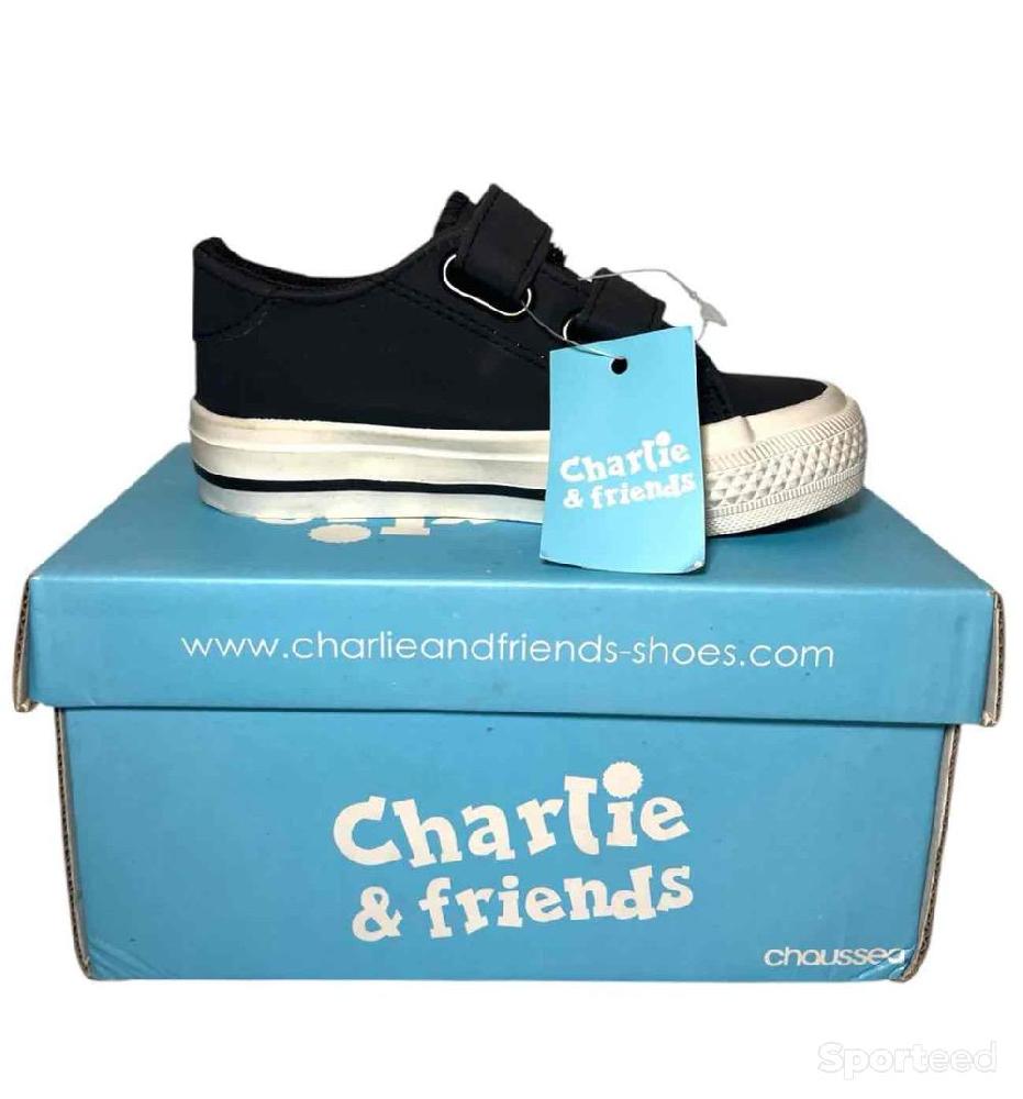 Sportswear - Baskets chaussures Charlie & Friends scratch noire et blanc enfant - photo 2