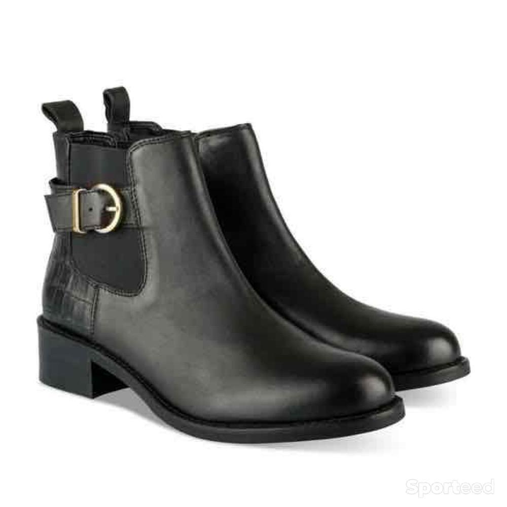 Sportswear - Bottines Atelier Mégis élégante Noir Cuir Véritable à boucle Femme - photo 2