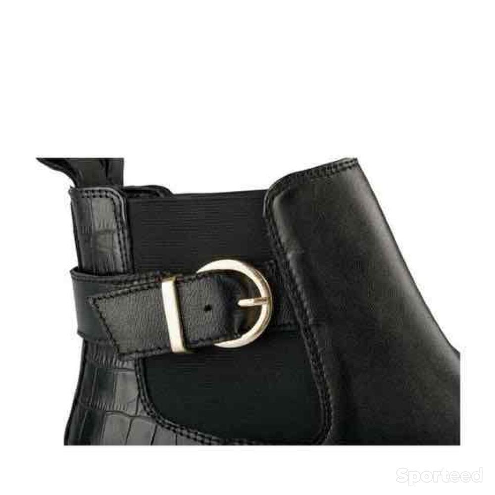 Sportswear - Bottines Atelier Mégis élégante Noir Cuir Véritable à boucle Femme - photo 3